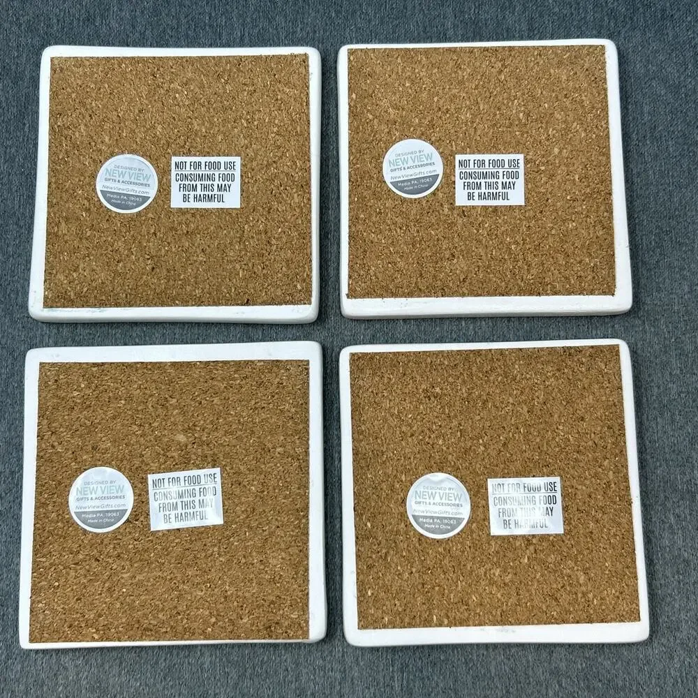Set of 4 Blue & Green Mediterranean At Home Procurement Drink Coasters Mandala